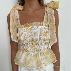 Floral organza peplum tank